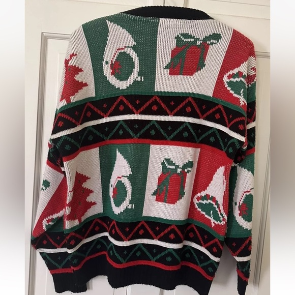 Vintage 80s 90s Christmas Holiday Colorblock Intarsia Jumper Sweater M - Picture 4 of 6